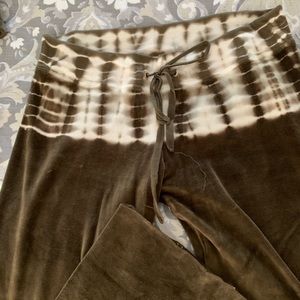 Tie dye green velvet sweatpants